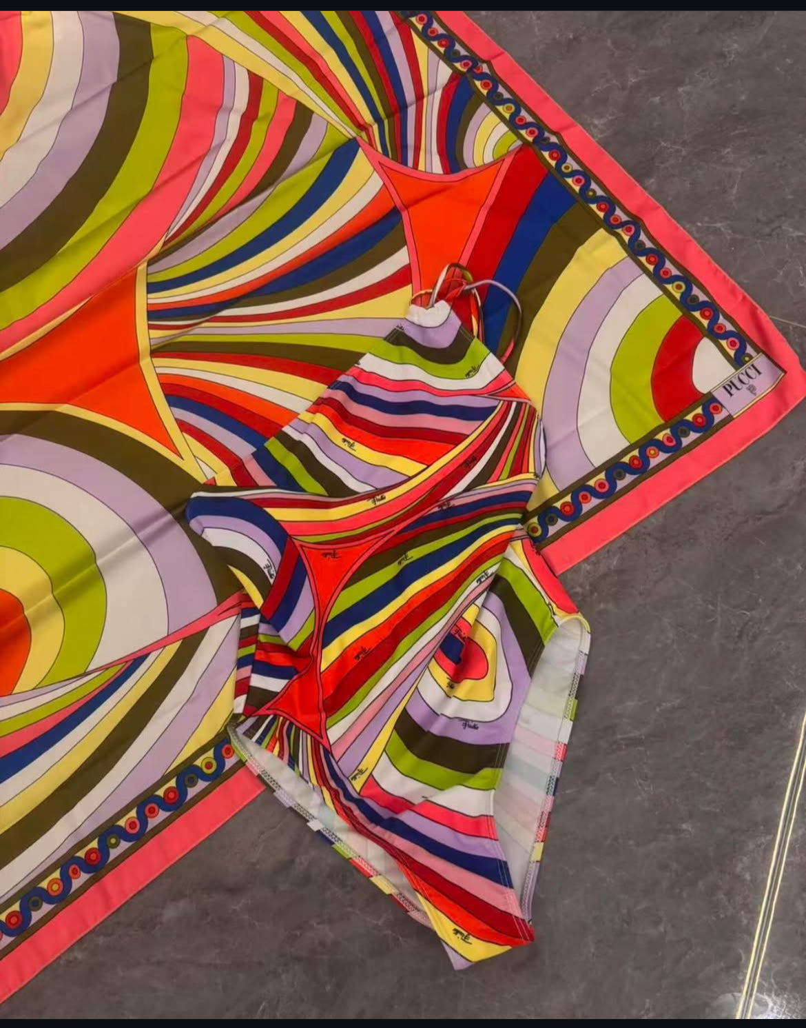 Tropical Dreams Pucci One-Piece Swimsuit & Scarf Set