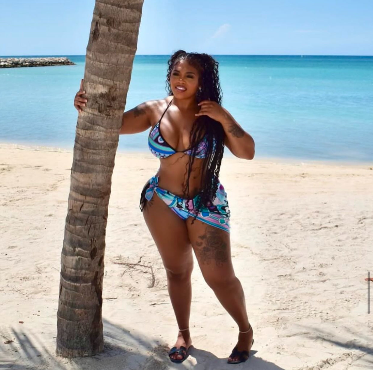 Island Baddie Pucci-Inspired Bikini & Scarf Set